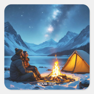 Adesivo Quadrado Estrelas de Fogo de Acampamento de Fantasia Fofas
