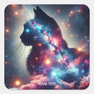 Adesivo Quadrado Estrelas de Gato do Espaço Fantasma