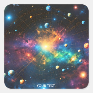 Adesivo Quadrado Estrelas de Mapa de Fantasy