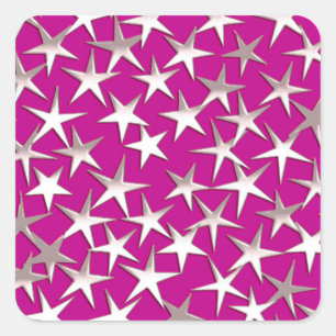Adesivo Quadrado Estrelas de prata no roxo amethyst