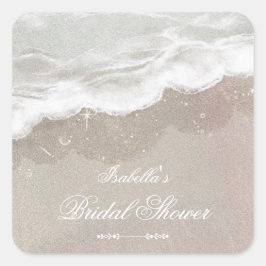 Adesivo Quadrado Estrelas-do-mar e Conchas Festa de Chá de Noiva Tr