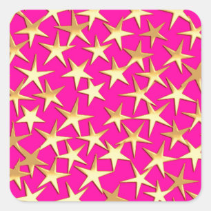 Adesivo Quadrado Estrelas Douradas a rosa fuchsia