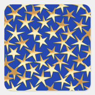 Adesivo Quadrado Estrelas Douradas em azul cobalto