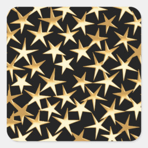 Adesivo Quadrado Estrelas douradas em um fundo preto