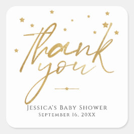 Adesivo Quadrado Estrelas Douradas Obrigado Chá de fraldas