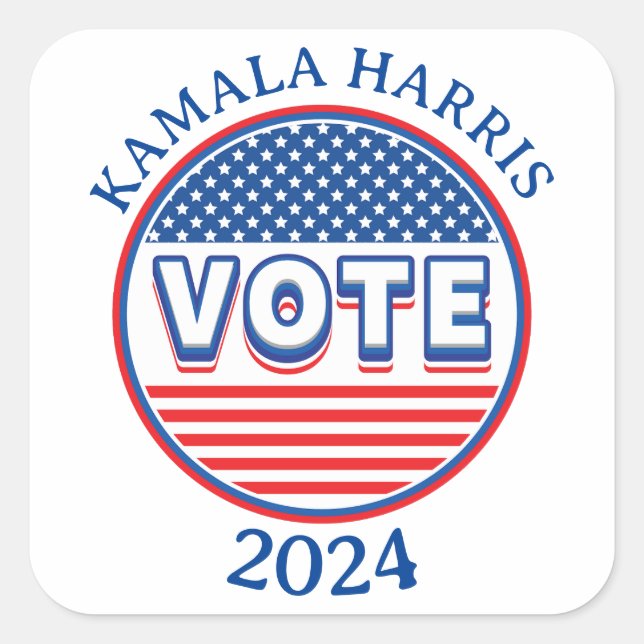 Adesivo Quadrado Estrelas e Stripes Votam EUA - Eleição (Frente)