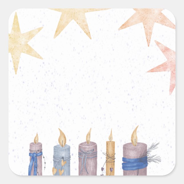 Adesivo Quadrado Estrelas E Velas (Frente)
