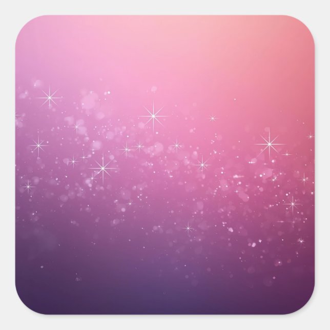 Adesivo Quadrado Estrelas No Espaço Rosa (Frente)