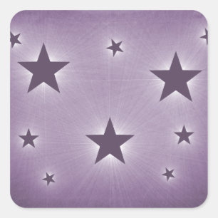 Adesivo Quadrado Estrelas no Palito da Noite, Roxo