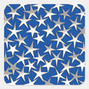 Adesivo Quadrado Estrelas prateadas em azul cobalto
