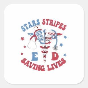 Adesivo Quadrado Estrelas Stripes E D Salvando Vidas