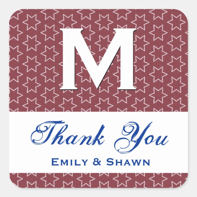 Adesivo Quadrado Estrelas Vermelhas Casadas OBRIGADO S002 (Frente)