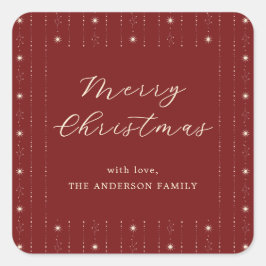 Adesivo Quadrado Estrelas Vermelhas E Creme Feliz Natal