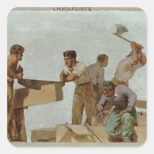 Adesivo Quadrado Estrutura de madeira