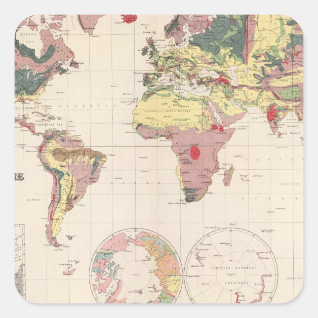 Adesivo Quadrado Estrutura geológica do globo (Frente)