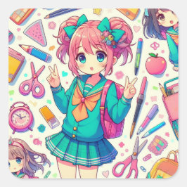 Adesivo Quadrado estudante de animação