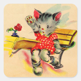 Adesivo Quadrado estudante de gatinhos