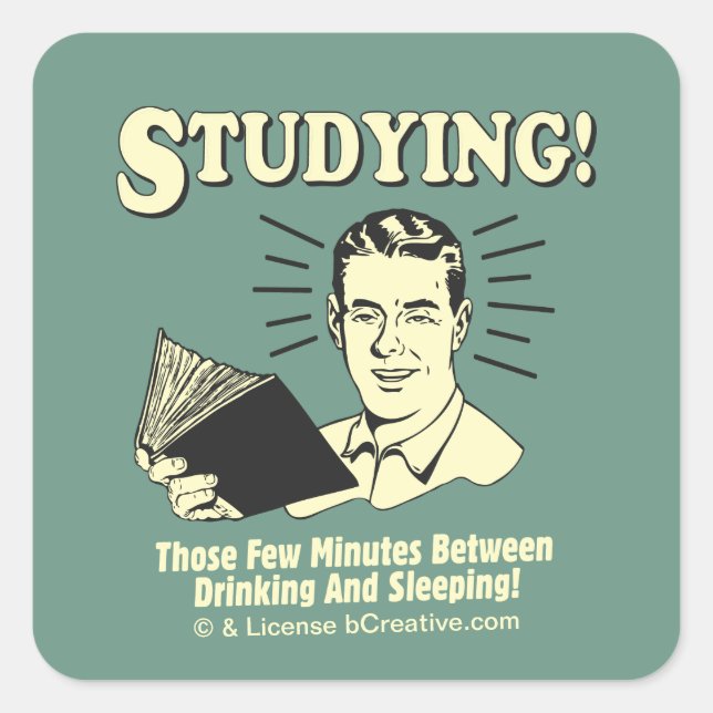 Adesivo Quadrado Estudo: Bebendo e Sono (Frente)
