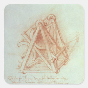 Adesivo Quadrado Estudo da estrutura de madeira com carcaça