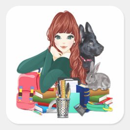 Adesivo Quadrado Estudo Escolar Amigos Furry Sticker, ZKOA