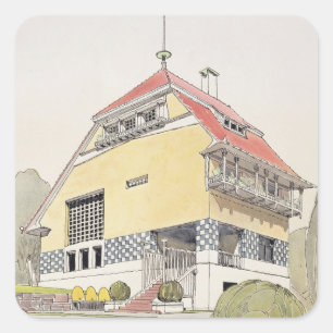 Adesivo Quadrado Estudo para a casa de Olbrich, Darmstadt, 'de