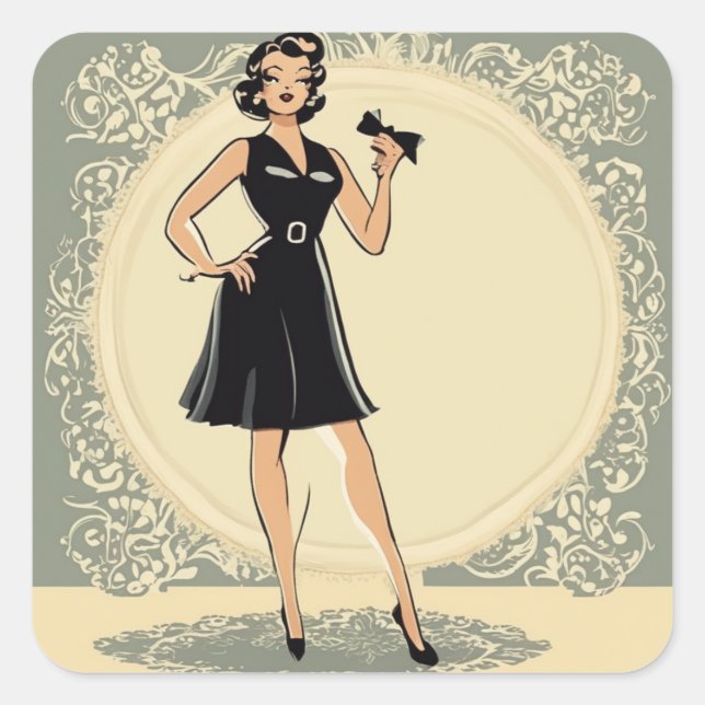 Adesivo Quadrado Eterno LBD - Design de vestir preto pequeno (Frente)