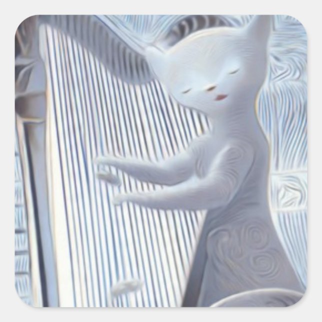 Adesivo Quadrado Ethereal Cat Harp – Sticker (Frente)