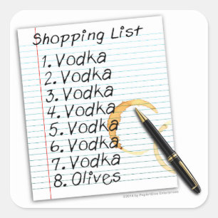 ADESIVO QUADRADO ETIQUETAS, LISTA DE COMPRA DA VODCA