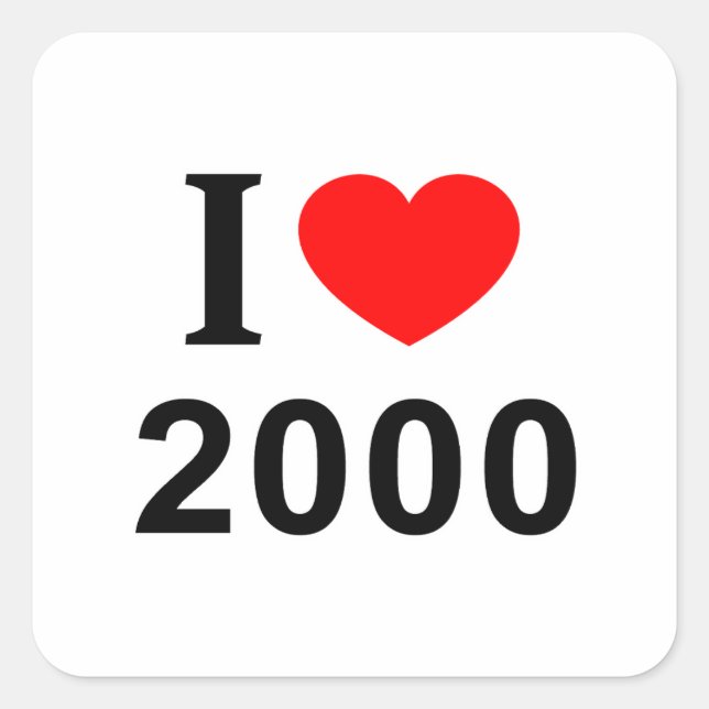 Adesivo Quadrado Eu ❤️ 2000 Eu AMO 2000 Eu AMO 2000 (Frente)