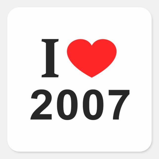 Adesivo Quadrado Eu ❤️ 2007 Eu AMO 2007 Eu AMO 2007 (Frente)