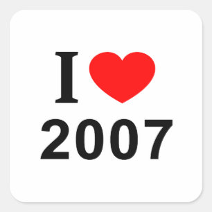 Adesivo Quadrado Eu ❤️ 2007 Eu AMO 2007 Eu AMO 2007