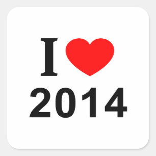Adesivo Quadrado Eu ❤️ 2014 Eu AMO 2014 Eu ADORO 2014