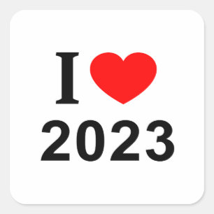 Adesivo Quadrado Eu ❤️ 2023 Eu AMO 2023 Eu AMO 2023