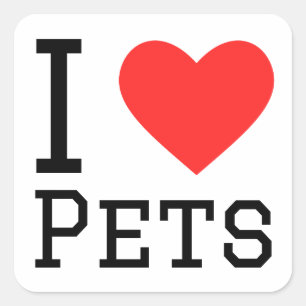 Adesivo Quadrado Eu adoro animais de estimação