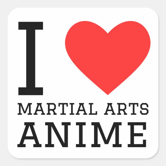 Adesivo Quadrado Eu adoro animes de artes marciais (Frente)
