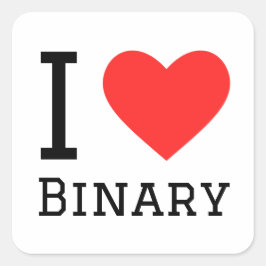 Adesivo Quadrado Eu adoro binário