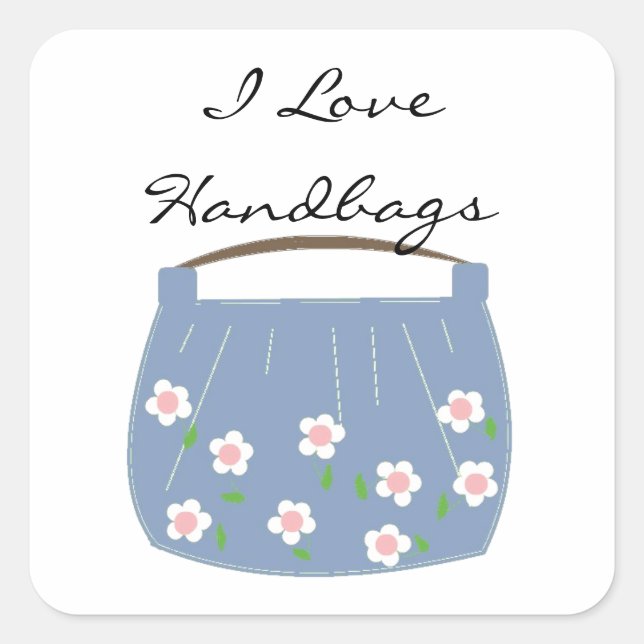 Adesivo Quadrado Eu Adoro Bolsas (Frente)