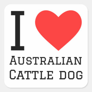 Adesivo Quadrado Eu adoro cachorro de gado australiano