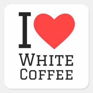 Adesivo Quadrado Eu adoro café branco
