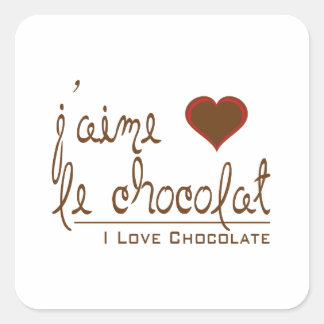Adesivo Quadrado Eu adoro chocolate, em francês!
