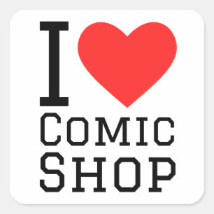 Adesivo Quadrado Eu adoro compro de banda desenhada