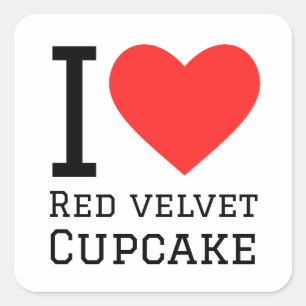Adesivo Quadrado Eu adoro cupcake de veludo vermelho