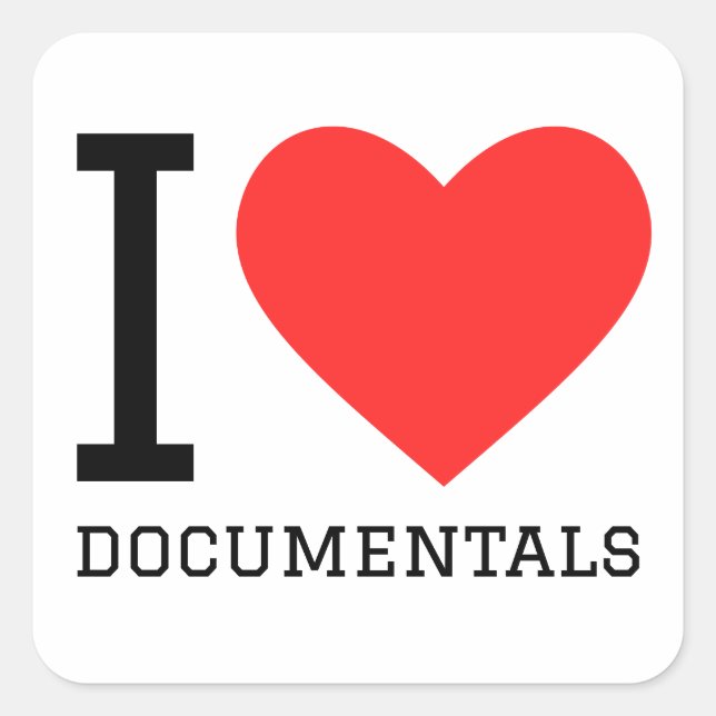 Adesivo Quadrado Eu adoro documentários (Frente)