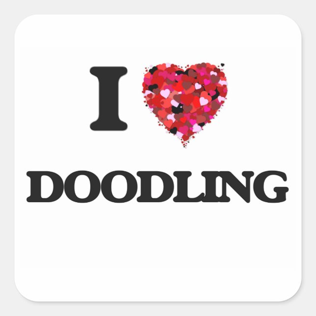 Adesivo Quadrado Eu adoro Doodling (Frente)
