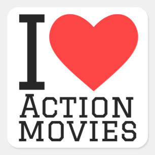 Adesivo Quadrado Eu adoro filmes de ação