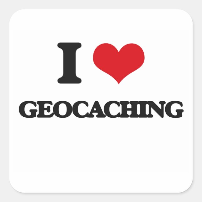 Adesivo Quadrado Eu Adoro Geocaching (Frente)