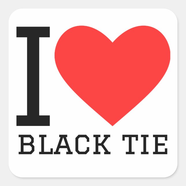 Adesivo Quadrado Eu adoro gravata negra (Frente)