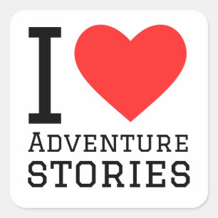 Adesivo Quadrado Eu adoro histórias de aventura