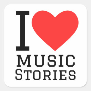 Adesivo Quadrado Eu adoro histórias de música
