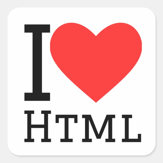 Adesivo Quadrado Eu adoro html (Frente)
